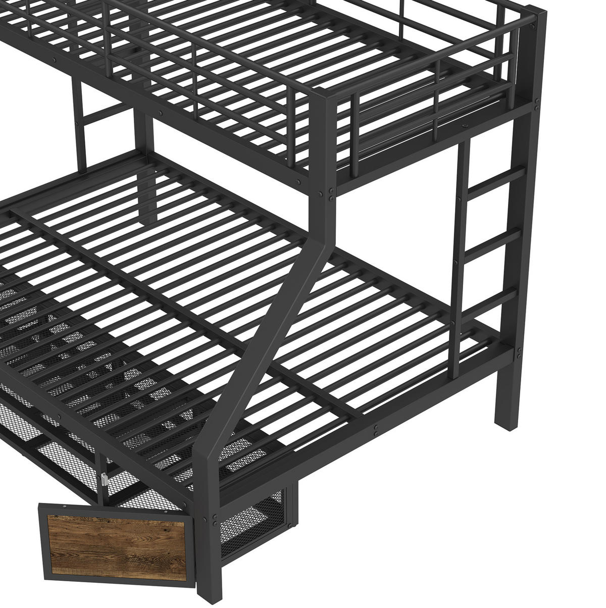 ETAGENBETT 90/200 cm und 140/200 cm Schwarz mit Schuhschrank ohne Matratze - Schwarz, Metall (140/200cm) - MIVRAY