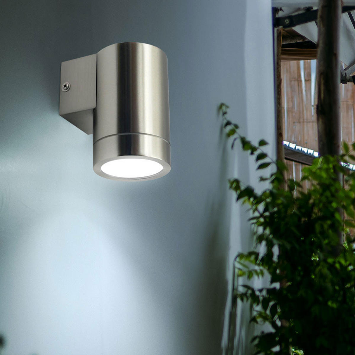 LED AUSSEN-WANDLEUCHTE Edelstahl Silber - Silberfarben, Glas/Metall (7.6/11.8/10.5cm)
