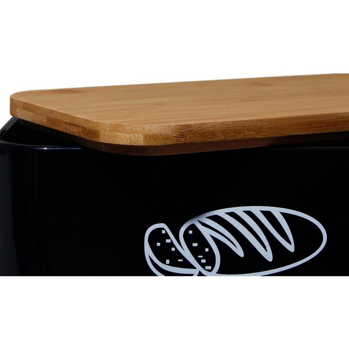 BROTKASTEN Schwarz mit Bambusdeckel 30 cm - Multicolor, Metall (18/14/30cm)