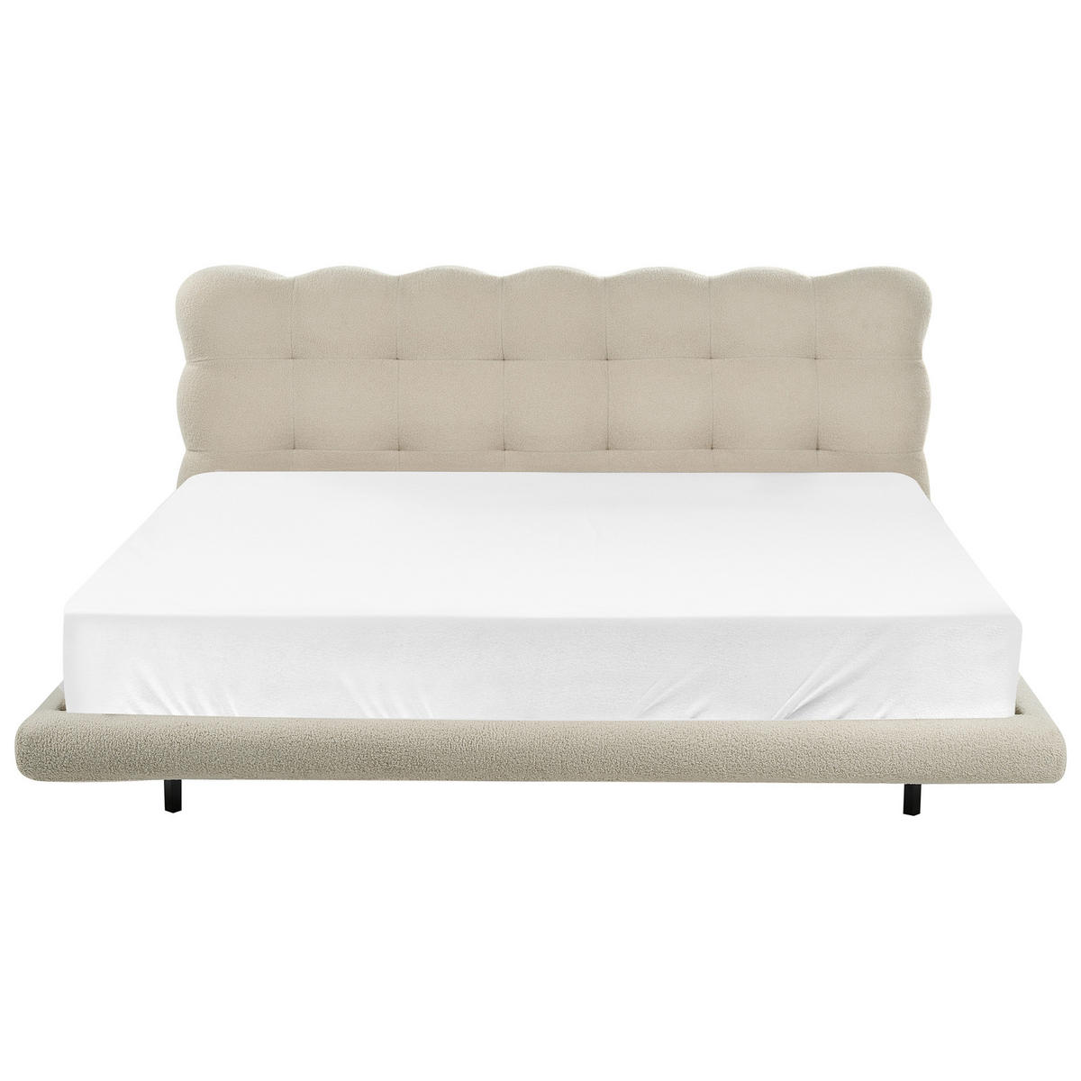 POSTELJA z letvenim dnom 180/200 bouclé bež Soulisse - črna/bež, tekstil (180/200cm) - Beliani