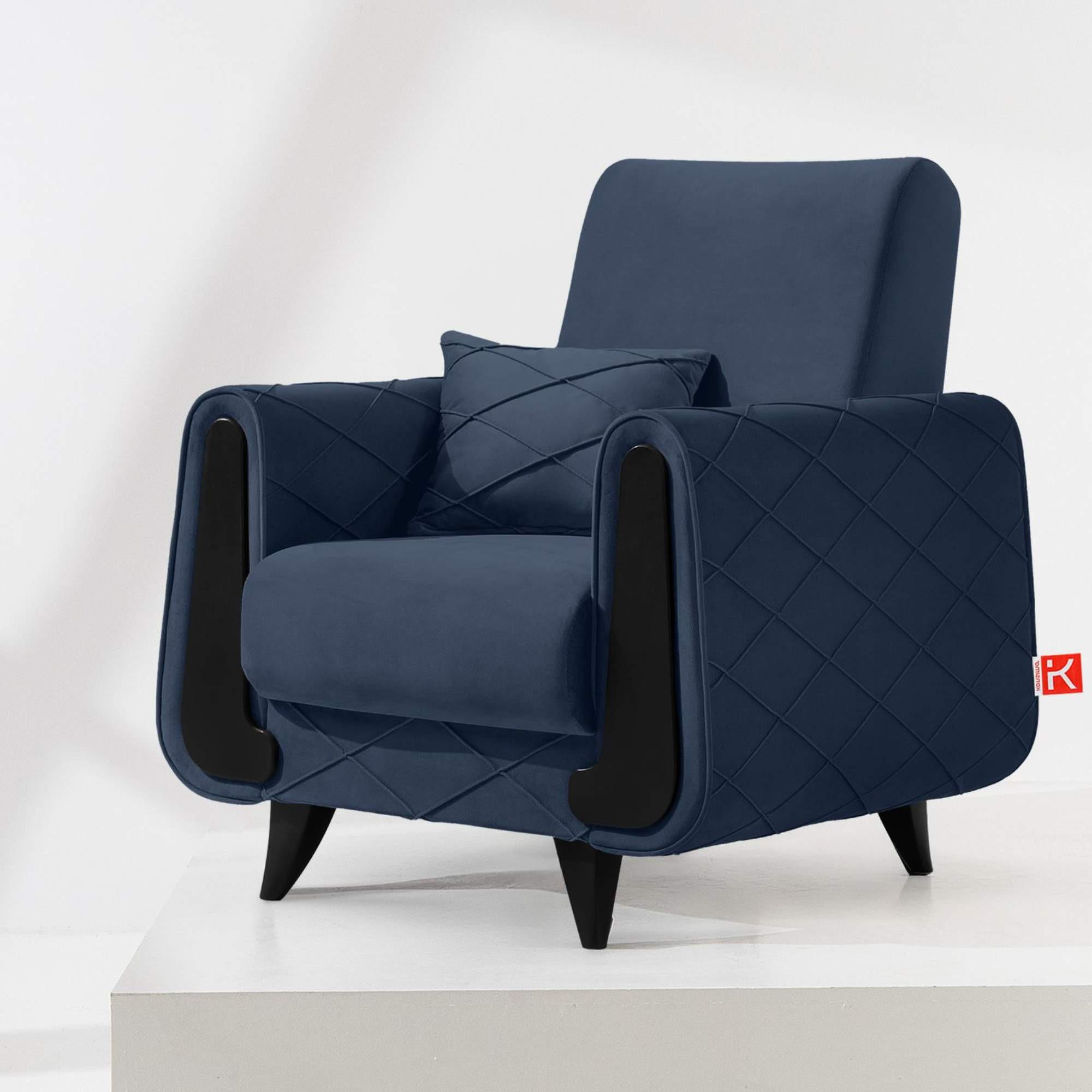 Thumbnail - Konsimo® Sessel, Dunkelblau, Holz, Holzwerkstoff, Textil, Fichte, Kiefer, 1-Sitzer, 83x95x92 cm, Wohnzimmer, Sessel, Pol...