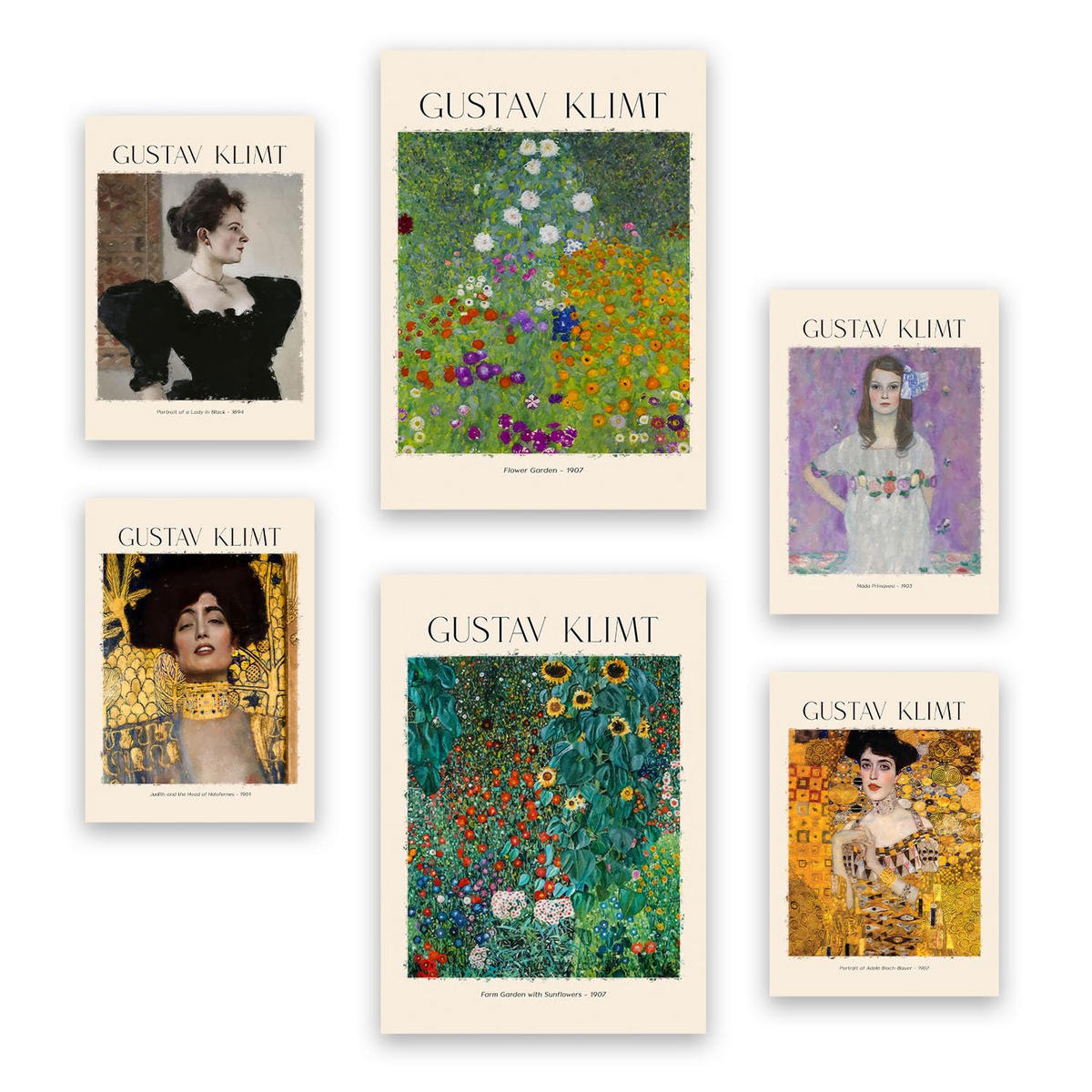 POSTER Set Mit 6 Klimt Blatt 2 Malergalerie A3 & A4 Rahmenlos - Klar, Papier (29/3cm) - Nacnic