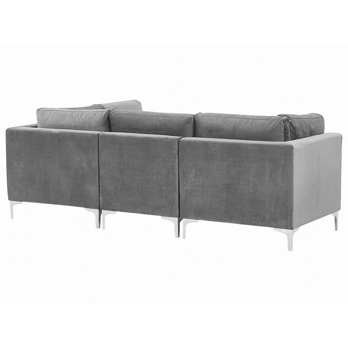 3-SITZER-MODULSOFA Samtstoff grau mit Metallbeinen Evja - Grau, Textil (235/84/85cm) - Beliani