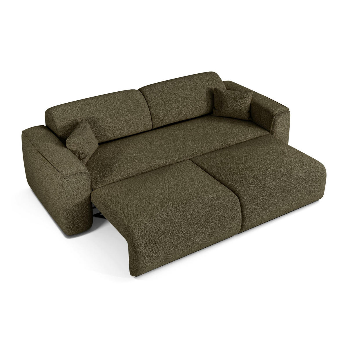 SCHLAFSOFA GERADE Bouclé-Stoff Olivgrün 240cm - Olivgrün, Textil (240/73/97cm) - Sia Home