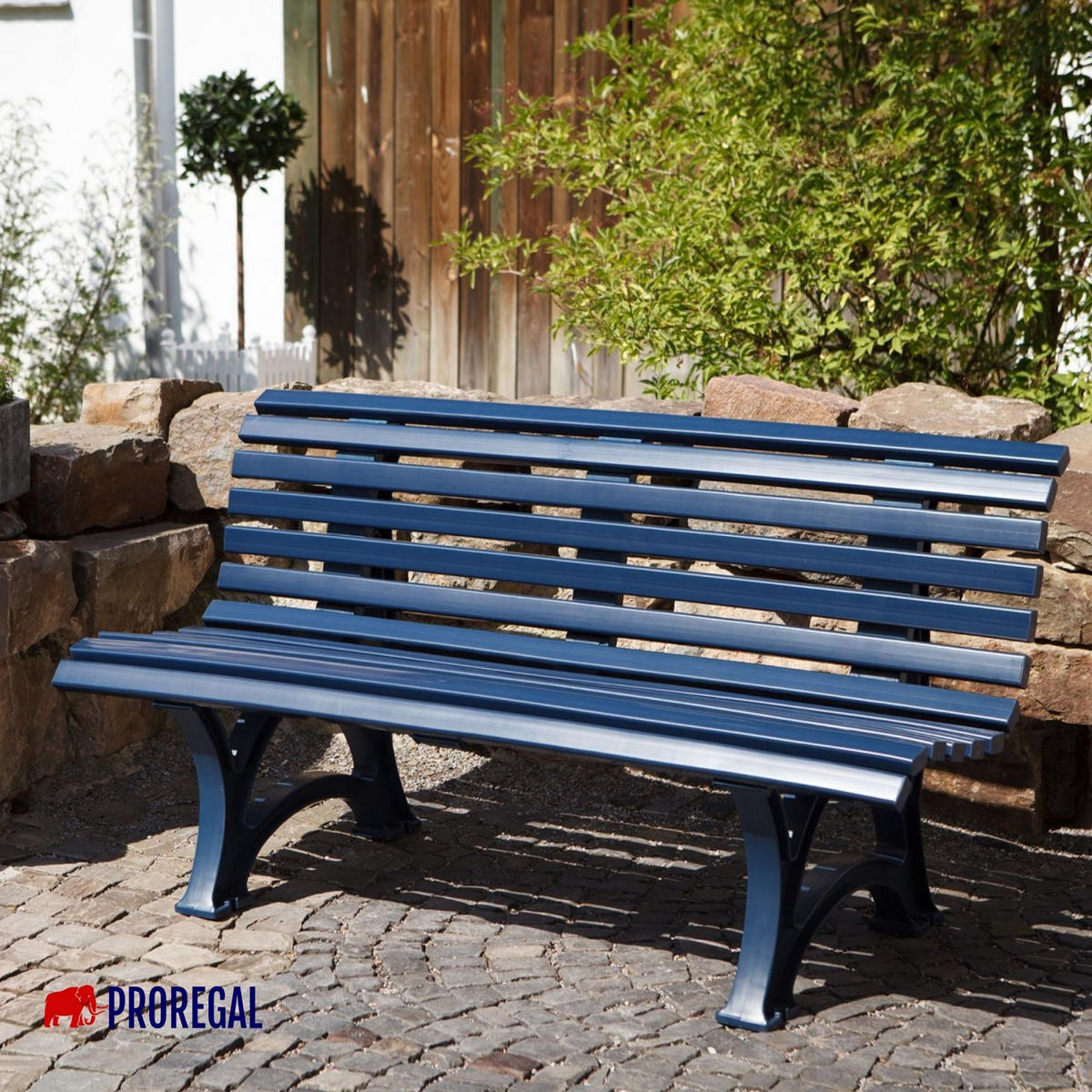 GARTENBANK Jamaika 3 Sitzer Blau 80 x 150 x 64 cm Witterungskunststoff & UV Beständiger Kunststoff - Blau, Kunststoff (150/80/64cm) - PROREGAL