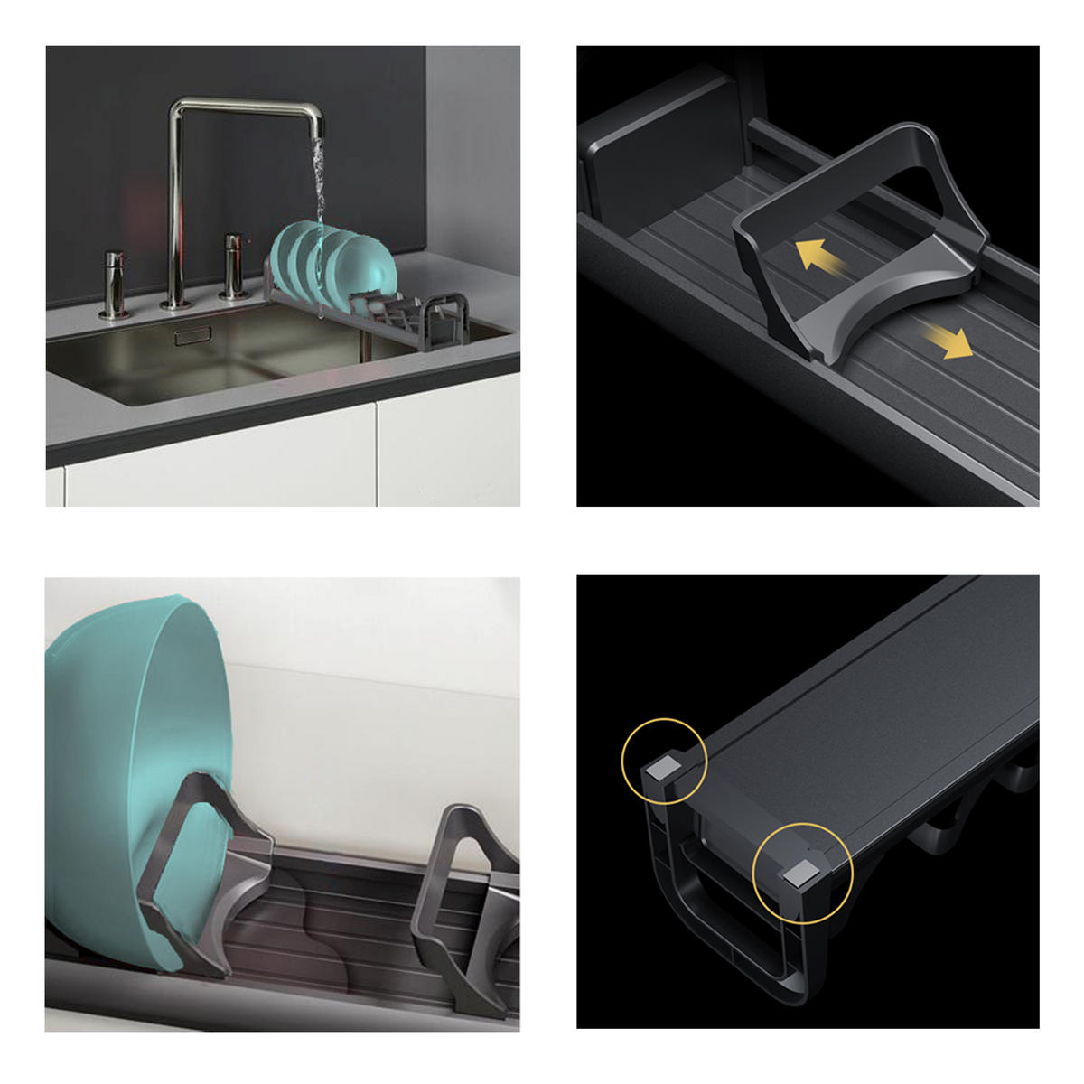 TELLEREINSATZ Orderbox für Schublade, 120x470mm, Aluminium und Kunststoff, Anthrazitgrau - Anthrazit, Metall (12/8/47cm) - EMUCA