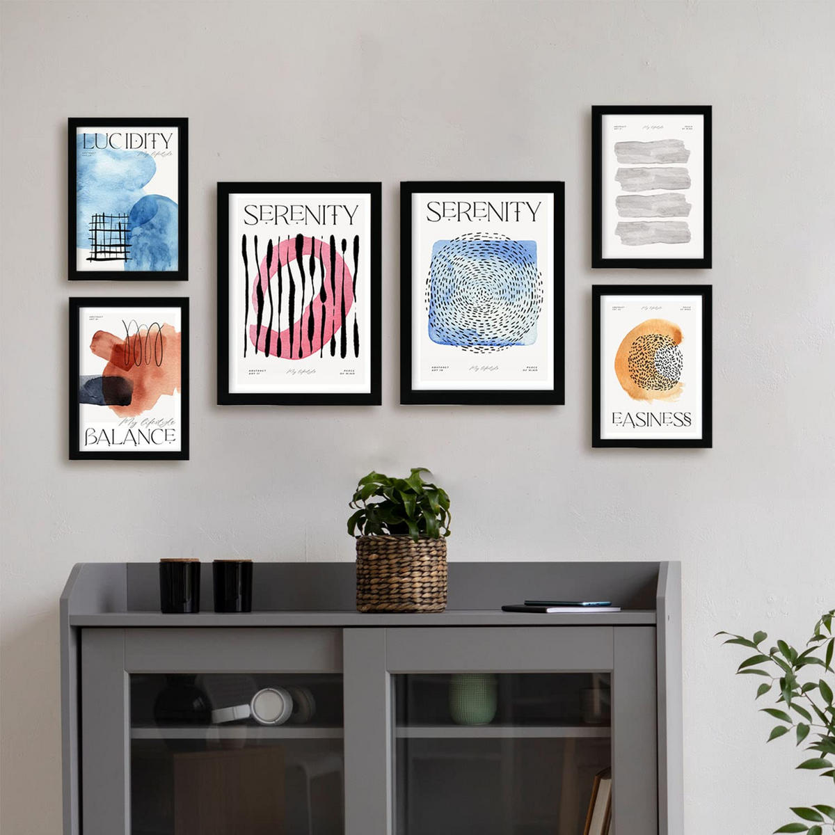 POSTER Set Mit 6 Abstrakte Ruhig A3 & A4 Rahmenlos - Klar, Papier (29/3cm) - Nacnic