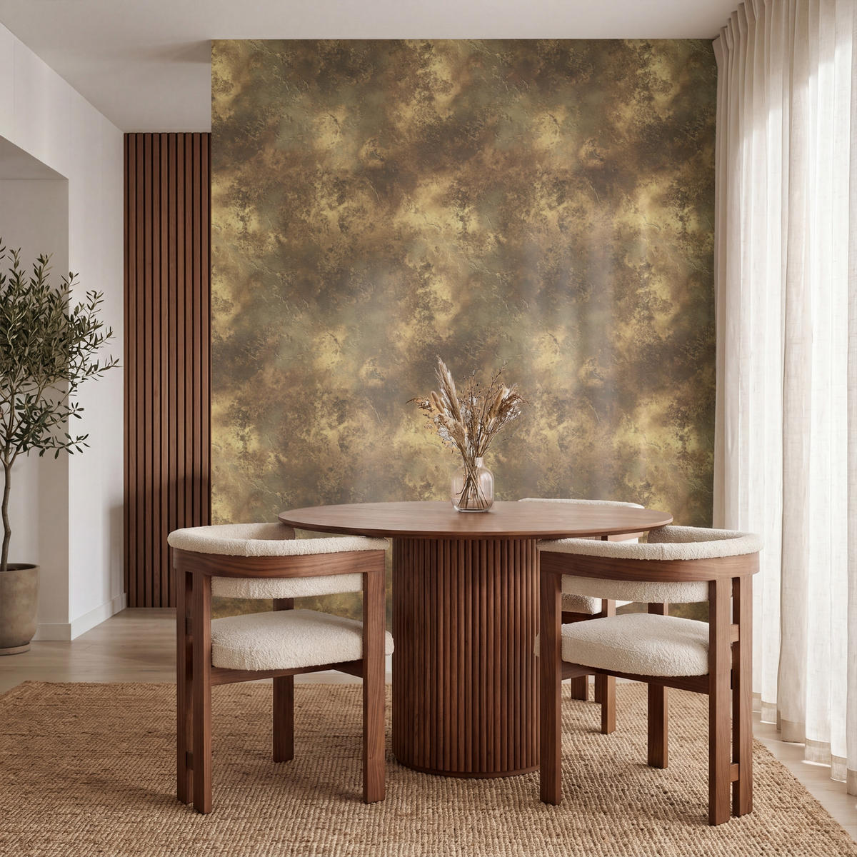TAPETE - Antik - Metallic-Look - Gold - 220x280 cm - Messingfarben, Papier (220/280cm) - OnlyWow