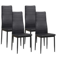 STUHL MILANO Lederimitat Metallbeine 4er Set Schwarz - Schwarz, Kunststoff/Metall (42/98/43cm) - Albatros