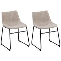 ESSZIMMERSTUHL 2er-Set Polsterbezug Beige Batavia - Beige, Textil/Metall (45/74/44cm) - Beliani