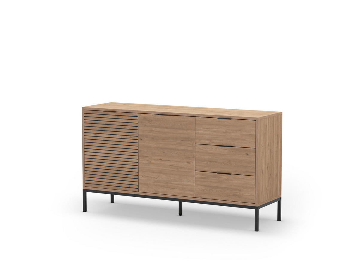 SIDEBOARD 3 Türen und Metallfüße ariel 40/80/140 cm - Braun, Holz (40/80/140cm) - Calicosy