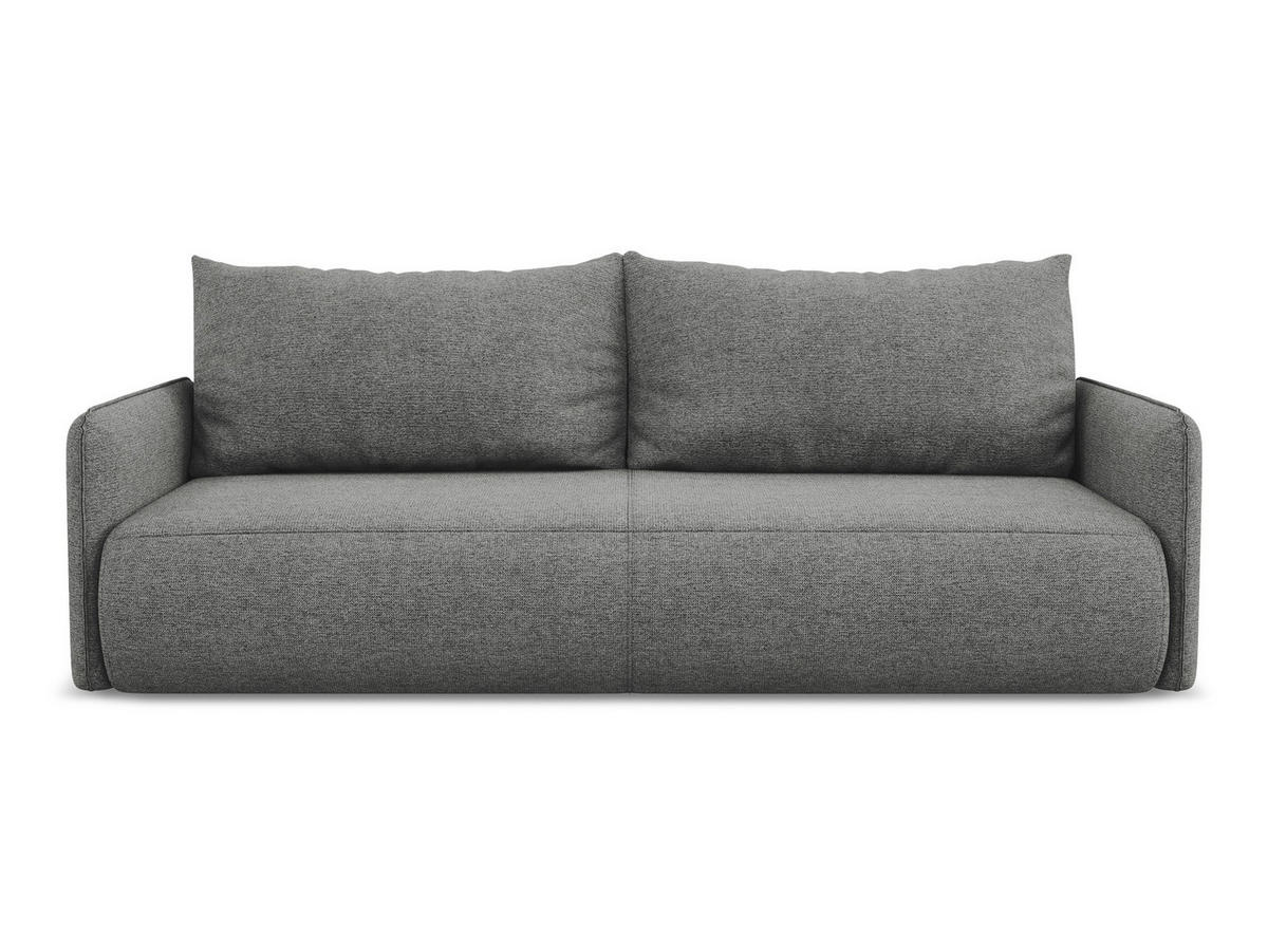 3-SITZER SOFA mit Schlaffunktion Chenille Stoff Grau - Schieferfarben/Schwarz, Kunststoff/Textil (216/86/105cm) - Makamii