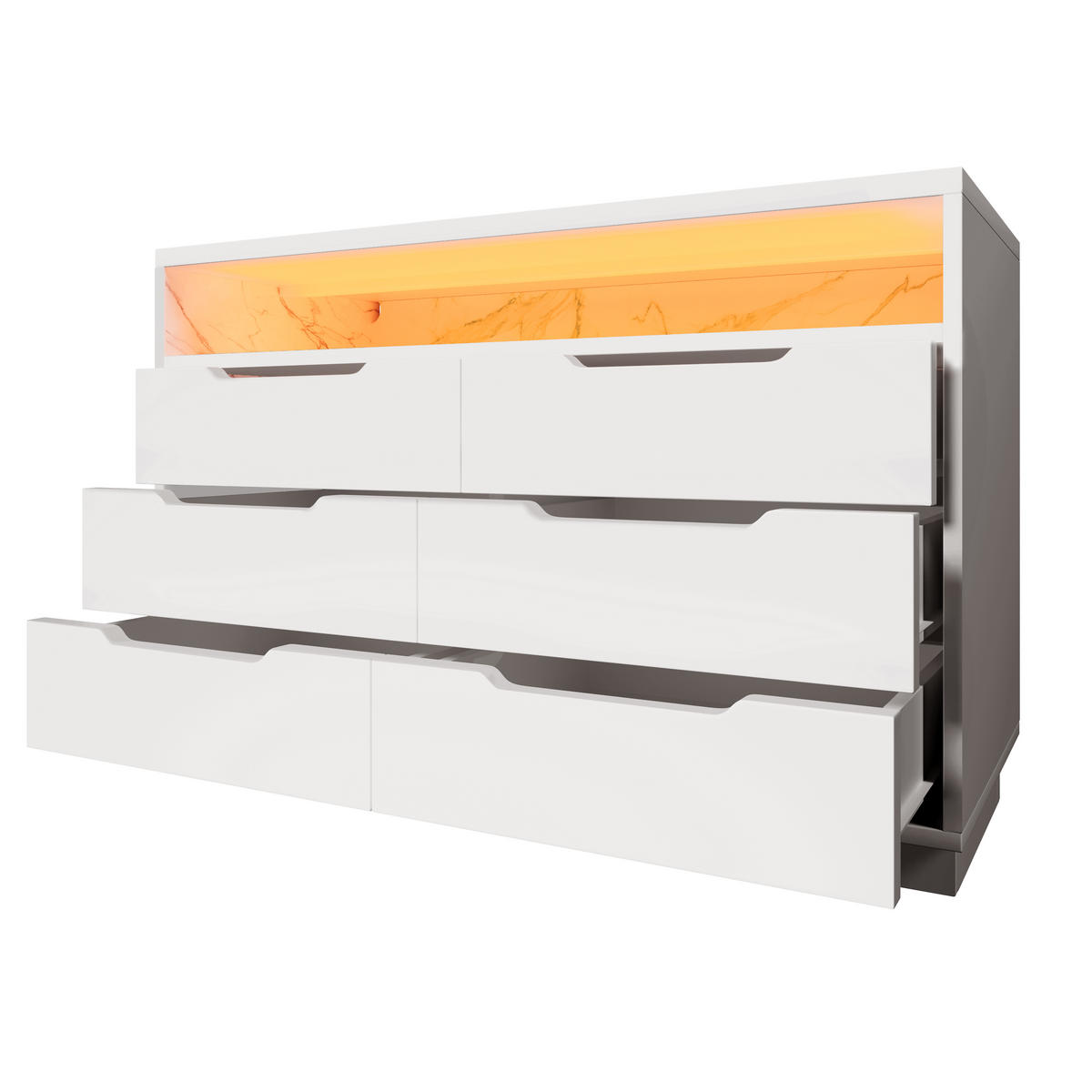 SIDEBOARD 120/40/85 cm Weiß aus Spanplatte mit LED - Weiß, Holzwerkstoff (120/85/40cm) - OKWISH