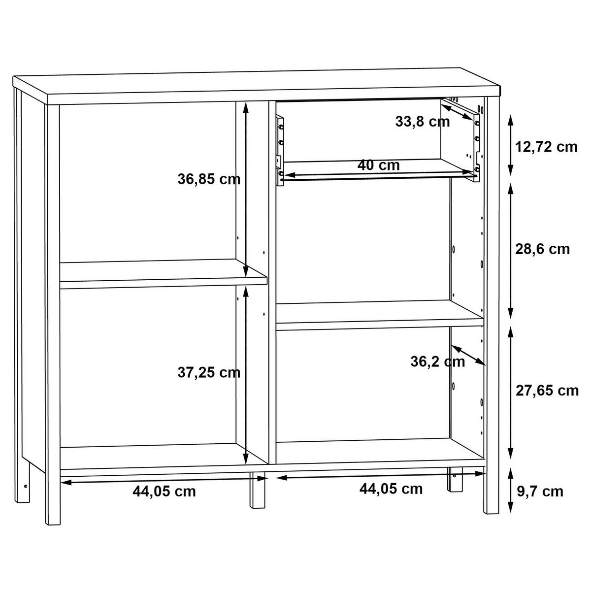 KOMMODE - Eiche Artisan Dekor / Schwarz - Schwarz/Braun, Holzwerkstoff/Kunststoff (95/88/40cm) - home24