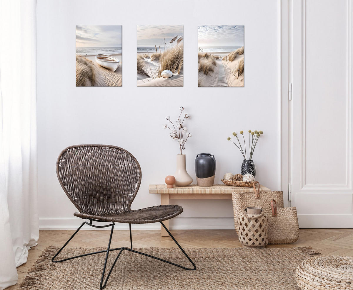 BILDBILDERSET 3er-Set 30x40 cm Meer Strand beige - Beige, Kunststoff (30/40cm) - artissimo
