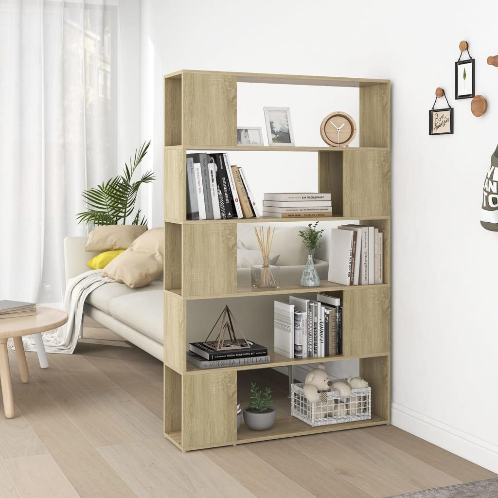 BÜCHERREGAL mit 5 Ebenen 100/24/155 cm aus Holzwerkstoff Sonoma-Eiche Dekor - Sonoma Eiche, Holz (100/155/24cm) - vidaXL