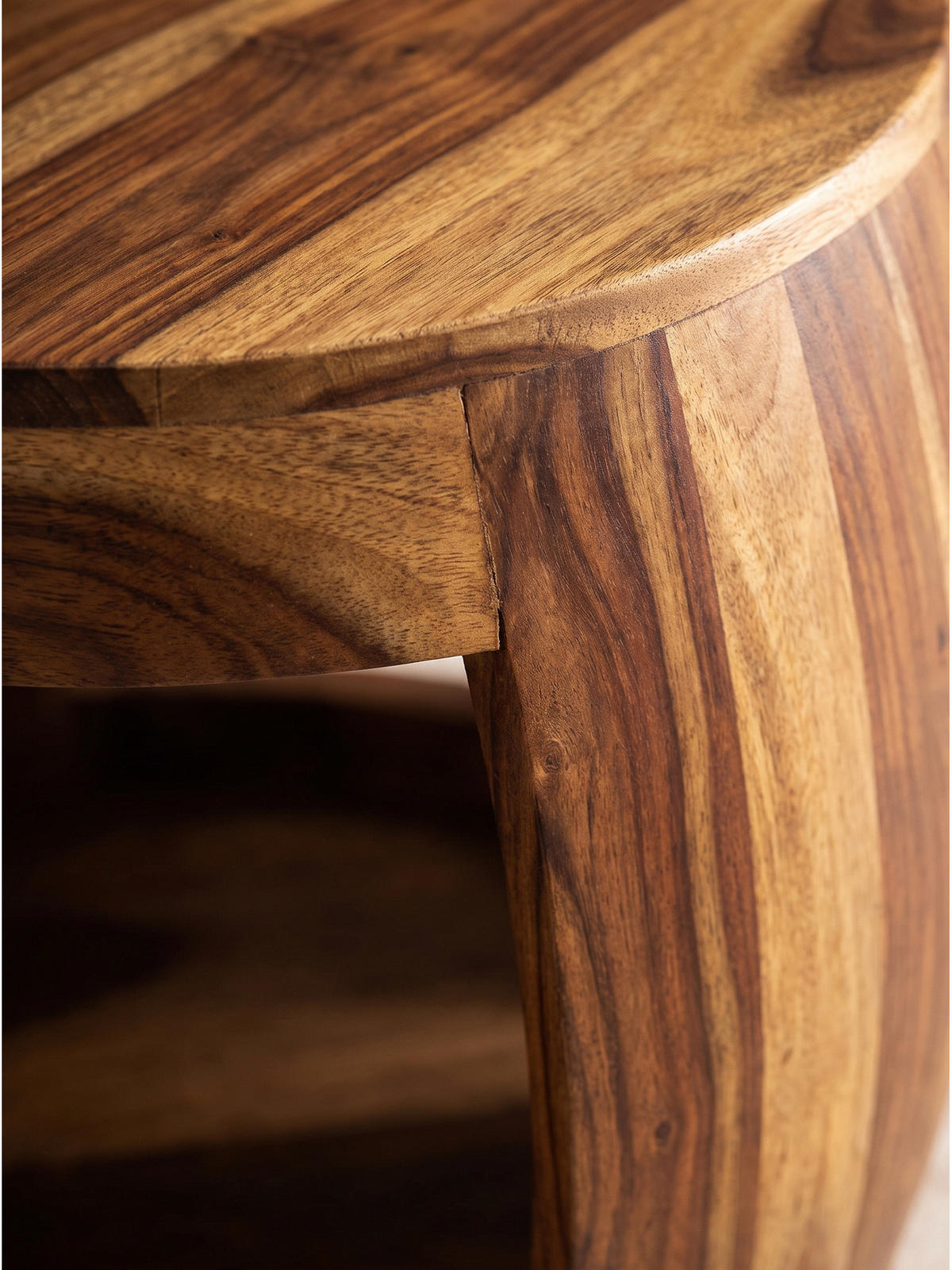 BEISTELLTISCH ANTEQUERA, Dunkles Massivholz, Ø 50 x 40 cm - Dunkelbraun/Braun, Holz (50/50/40cm) - KADIMA DESIGN