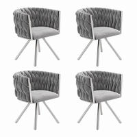 ESSZIMMERSTUHL mit 360°-Drehfunktion Samt Grau/Silber 4er-Set - Grau, Metall (54/72/59.1cm) - Meubliv