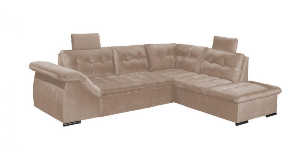 ECKSOFA mit Schlaffunktion und Bettkasten - Creme, Kunststoff/Textil (217/283cm) - ed exciting design