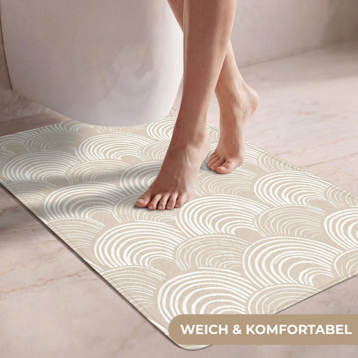 WC PŘEDLOŽKA Vlny - Textura - Béžová 60x90 cm - kašmírová, textil/plast (60/1cm) - OnlyWow