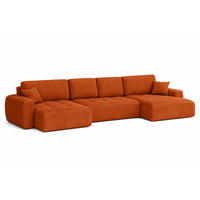 ECKSOFA Mit Schlaffunktion Und Bettkasten U-Form Ivo U, Cordstoff Poso, Kupfer - Orange, Holz (342/142cm) - Kaiser Möbel