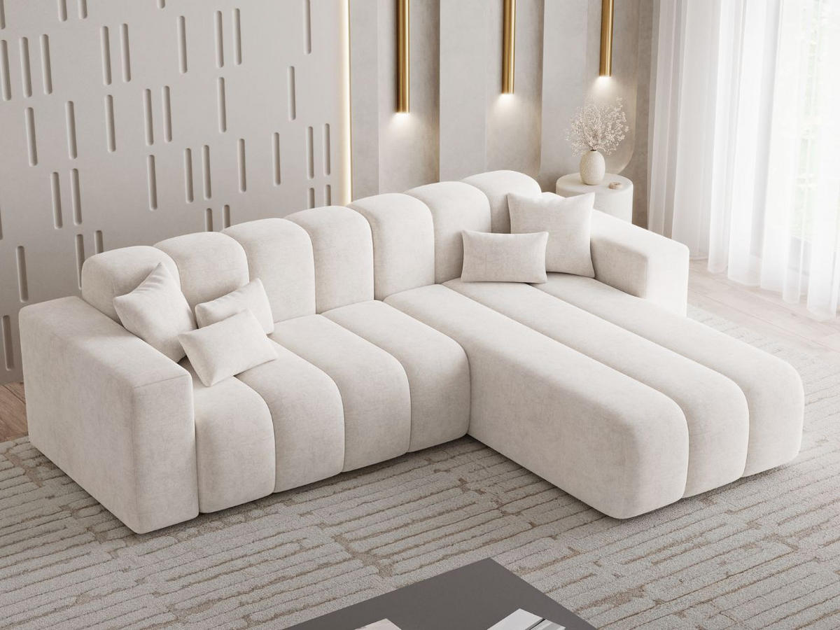 ECKSOFA Nork Creme Rechts - Creme, Holz/Textil (265/180cm) - Graingold