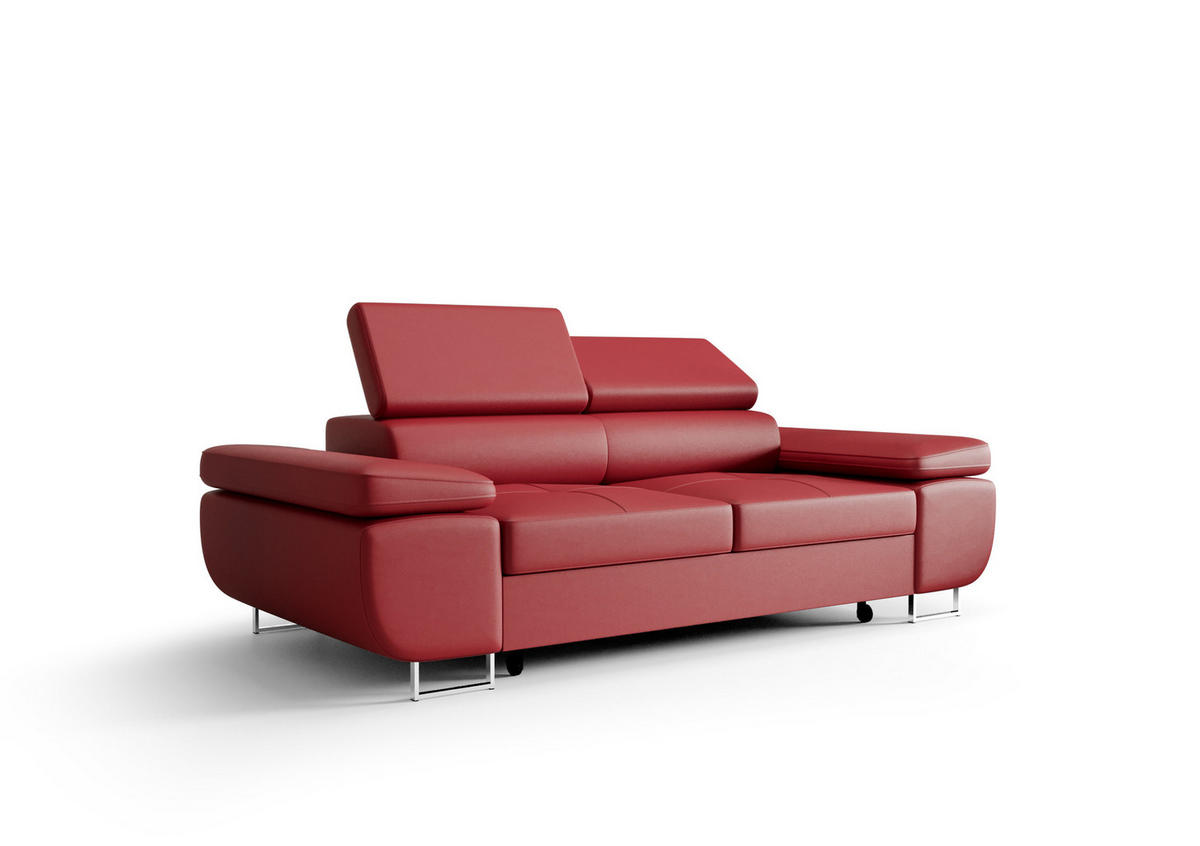 SCHLAFSOFA PRAGA 2, Sofa mit Schlaffunktion, Farbe: Rot, Kunstleder - Rot, Textil (208/90/100cm) - O-Sofa