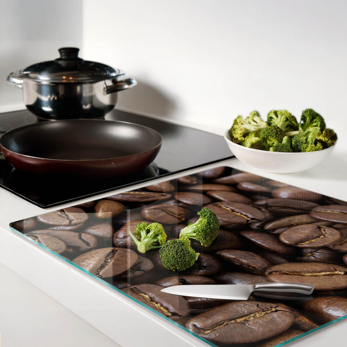GLASPLATTE 60x52 cm Kaffeebohnen - Braun, Glas (60/0.4/52cm) - TULUP