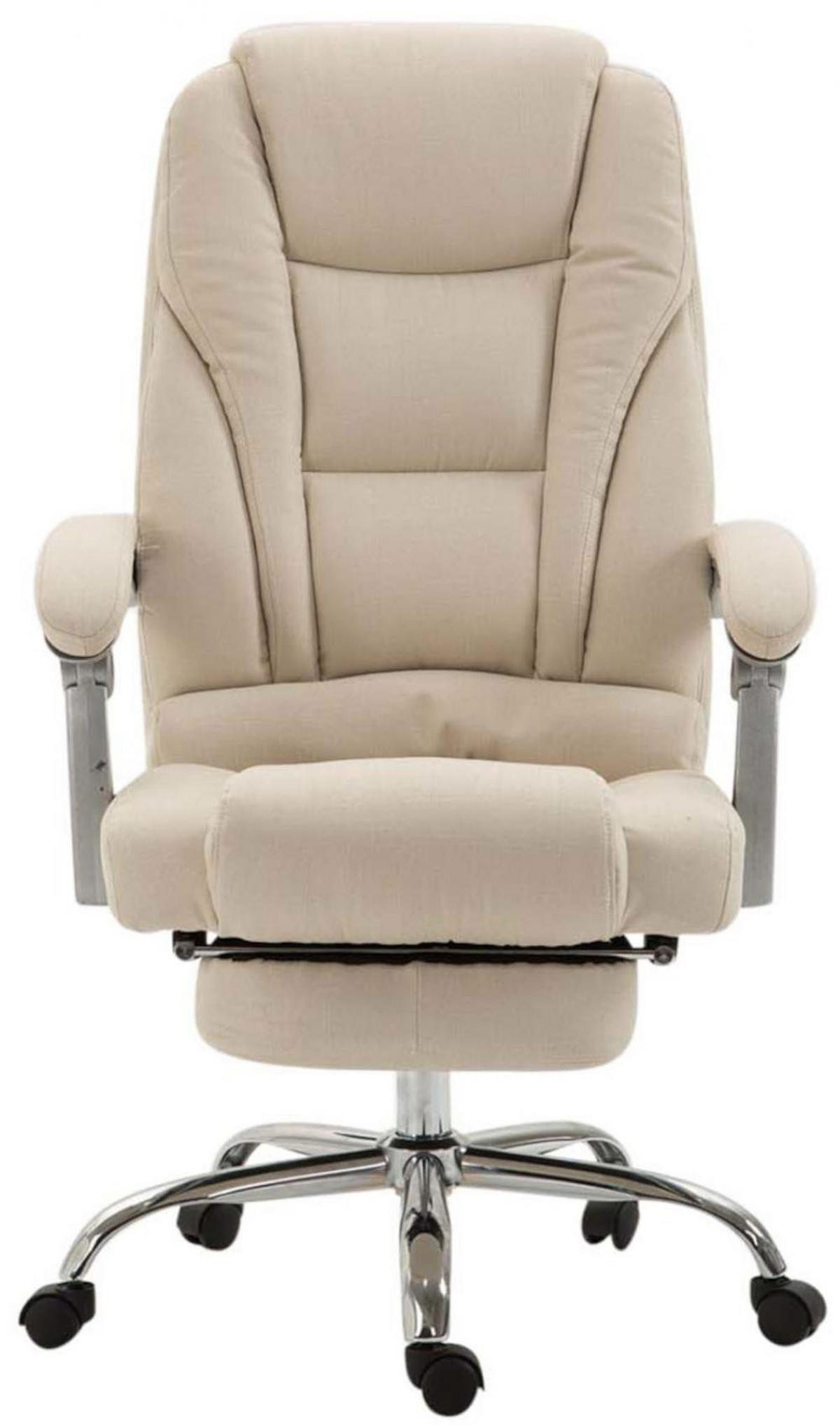 CHEFSESSEL Stoff creme - Chromfarben/Creme, Textil/Metall (68/118/64cm) - CLP