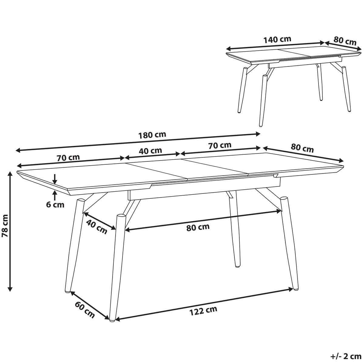 ESSTISCH 140-180/80/78 cm Dunkelbraun, Schwarz Rechteckig Barbosa - Dunkelbraun, Holzwerkstoff (180/80/78cm) - Beliani