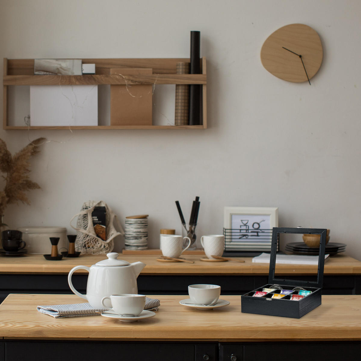 TEEBOX - Weiß, Holzwerkstoff/Kunststoff (25/8/25.5cm) - Relaxdays