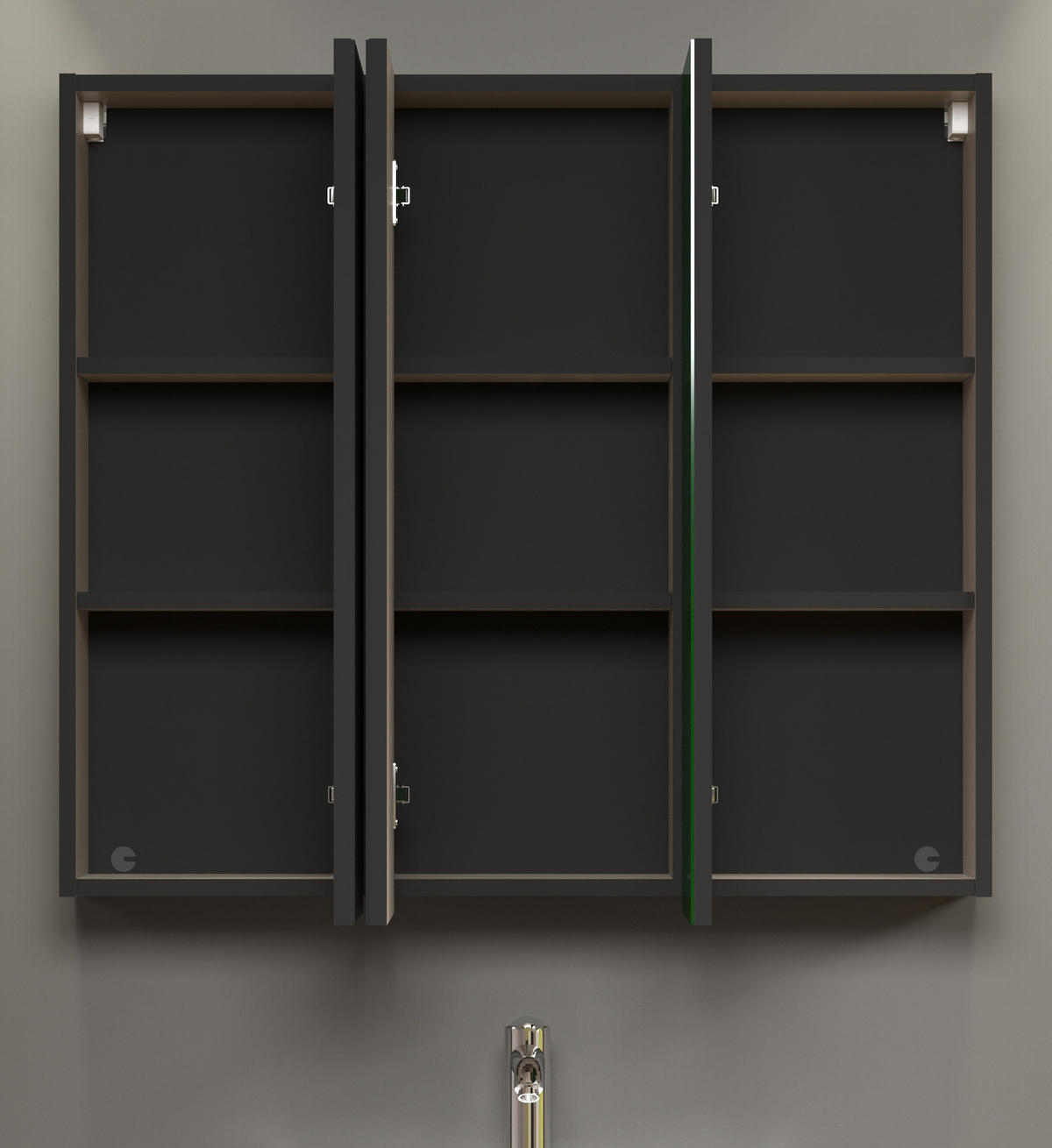BADMÖBEL-SET Kaschmir, grau 90 x 186 cm 2-teilig, Badkombination in modernem Design - Schwarz/Grau, Glas/Holzwerkstoff (90/80/20cm) - Top.Furn