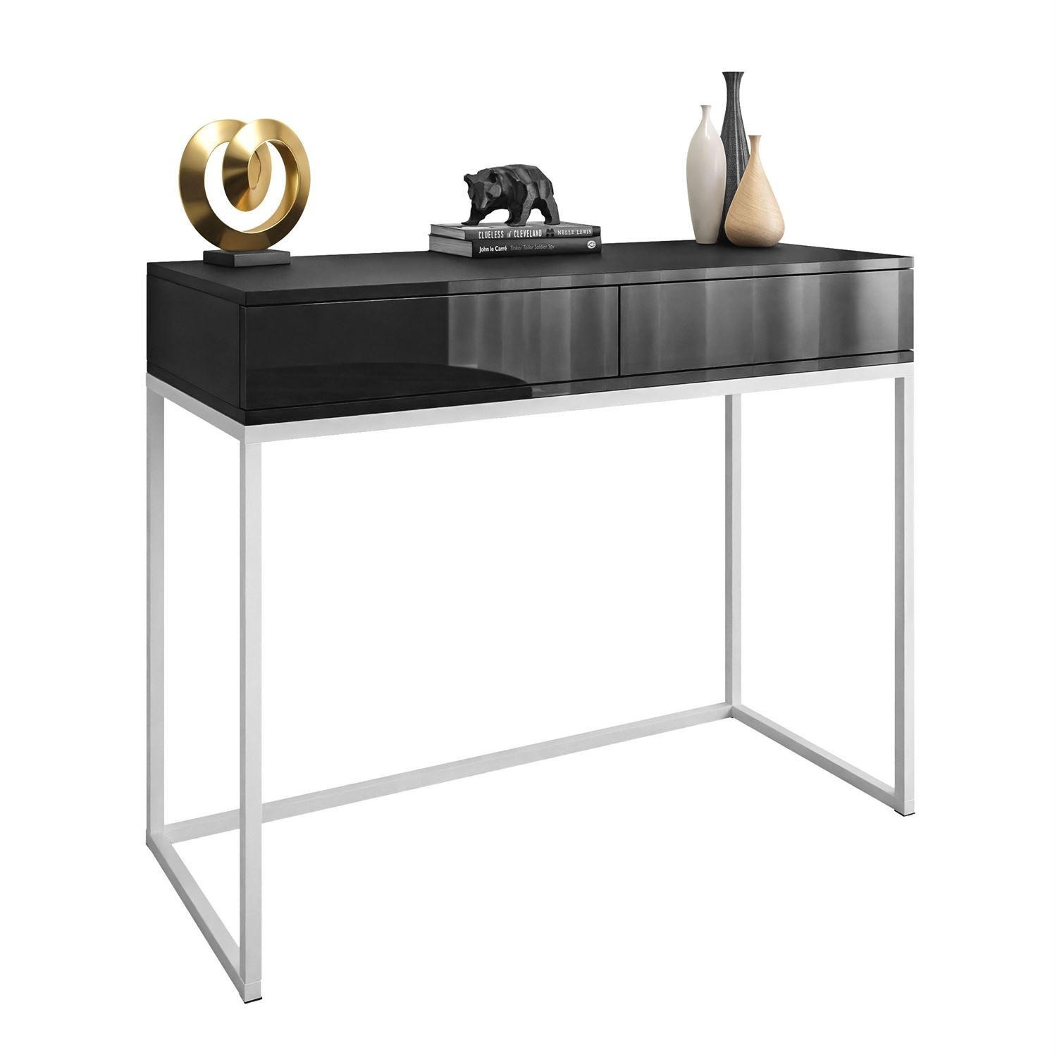 Lookway Konsole Schwarz Hochglanz, Silber 100x81x42 cm
