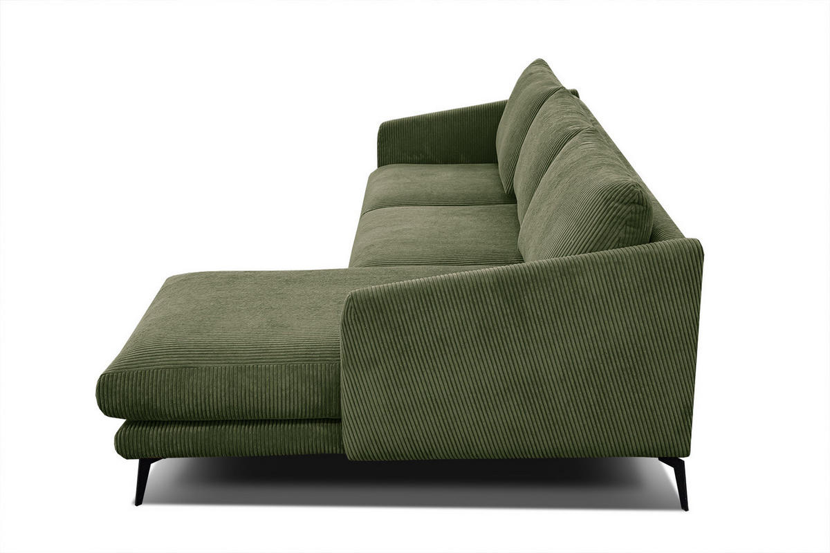 ECKSOFA VILT 4-Sitzer, olivgrün - Schwarz/Olivgrün, Holzwerkstoff/Textil (255/156cm) - Courtois Laville