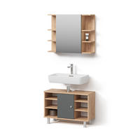 BADMÖBEL-SET Fucino Goldkraft Eiche 2 Teile, Unterschrank 80 cm - Anthrazit/Eiche Wotan, Holzwerkstoff (80/64/32cm) - Livinity®
