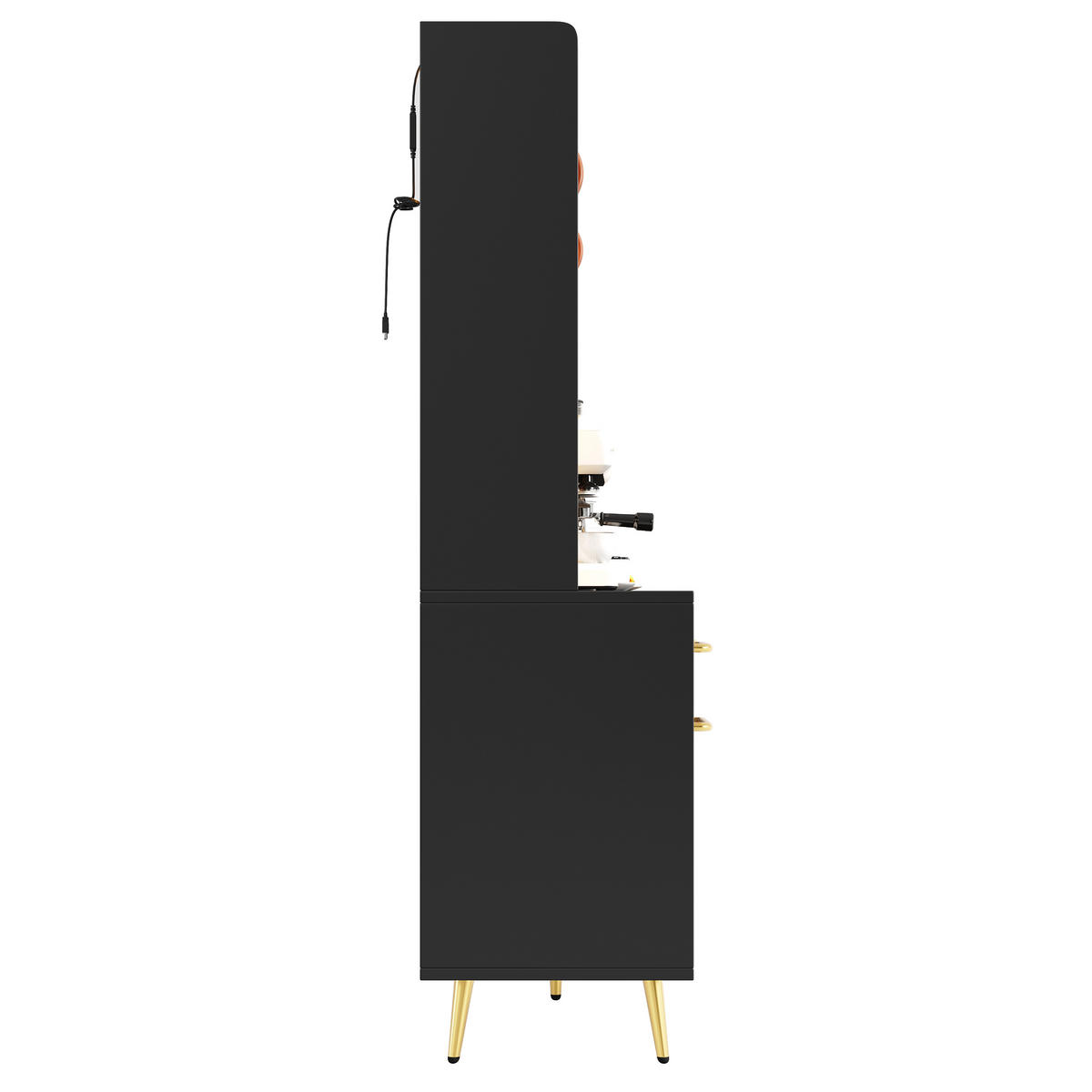 BUFFET DE-38428 145/39/171 cm mit LED-Beleuchtung und Lochwand Schwarz - Schwarz, Holzwerkstoff (145/171/39cm) - ComfortXL
