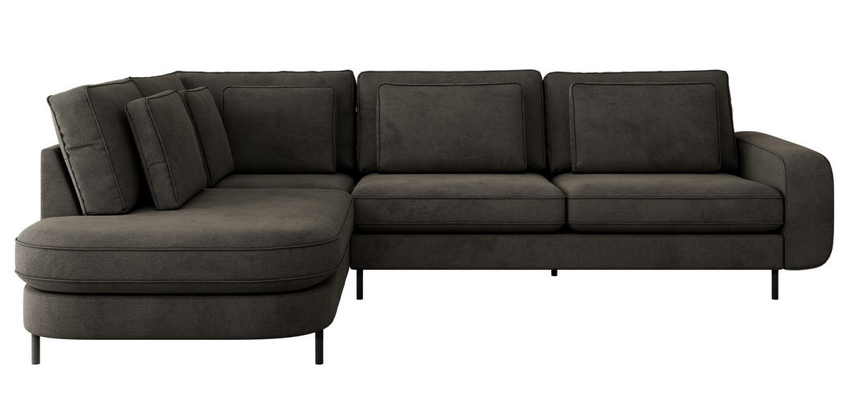 ROHOVÁ SEDAČKA CALENO L - Šedá Samet - Pravá Strana - šedá/černá, kov/textil (317/225cm) - MKS