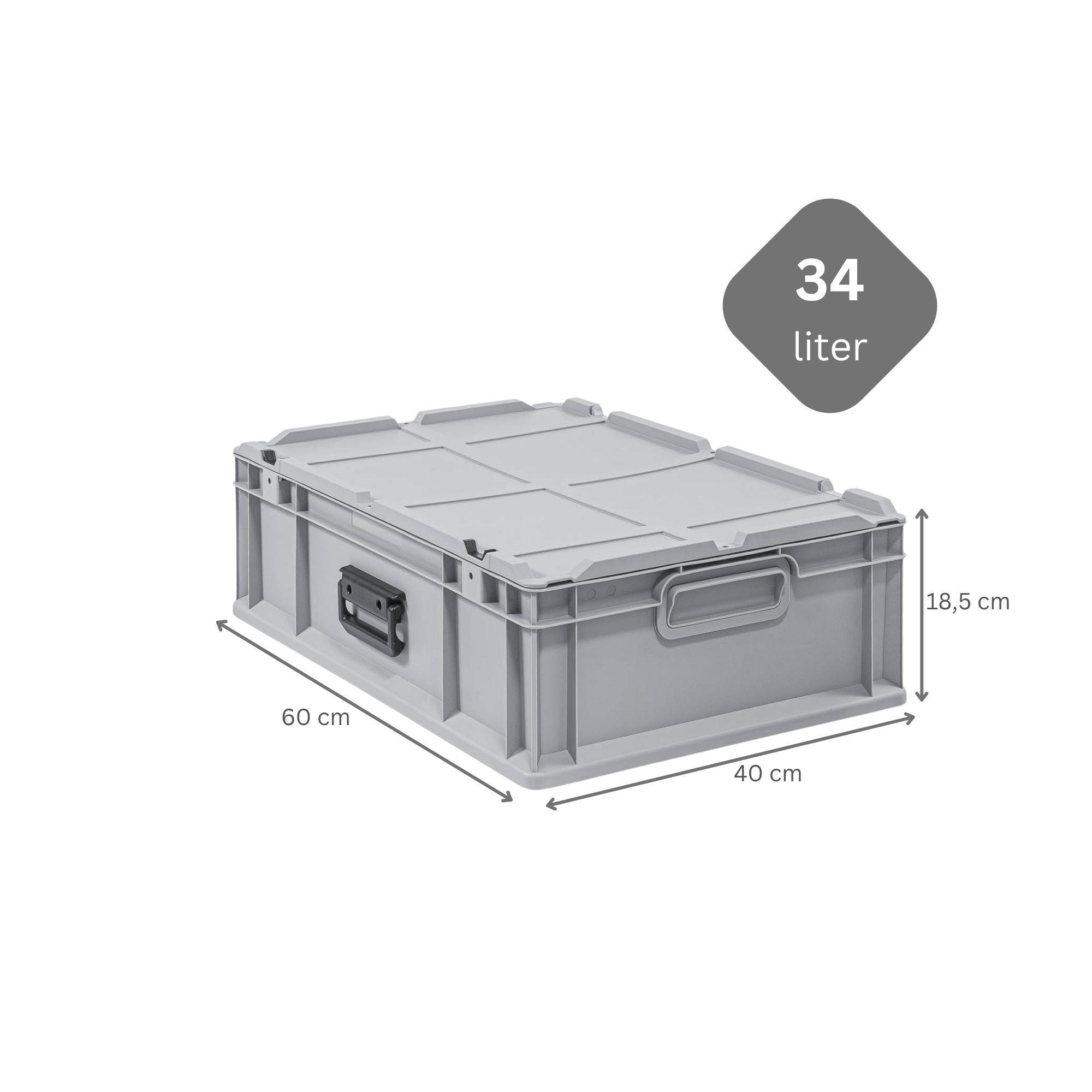 EUROBOX Nextgen Portable 185x 40x60cm 34 Liter - Grau, Kunststoff (40/18.5/60cm) - PROREGAL