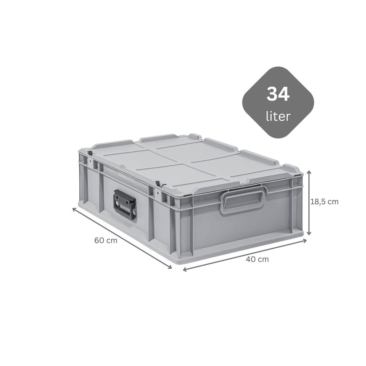 EUROBOX Nextgen Portable 185x 40x60cm 34 Liter - Grau, Kunststoff (40/18.5/60cm) - PROREGAL