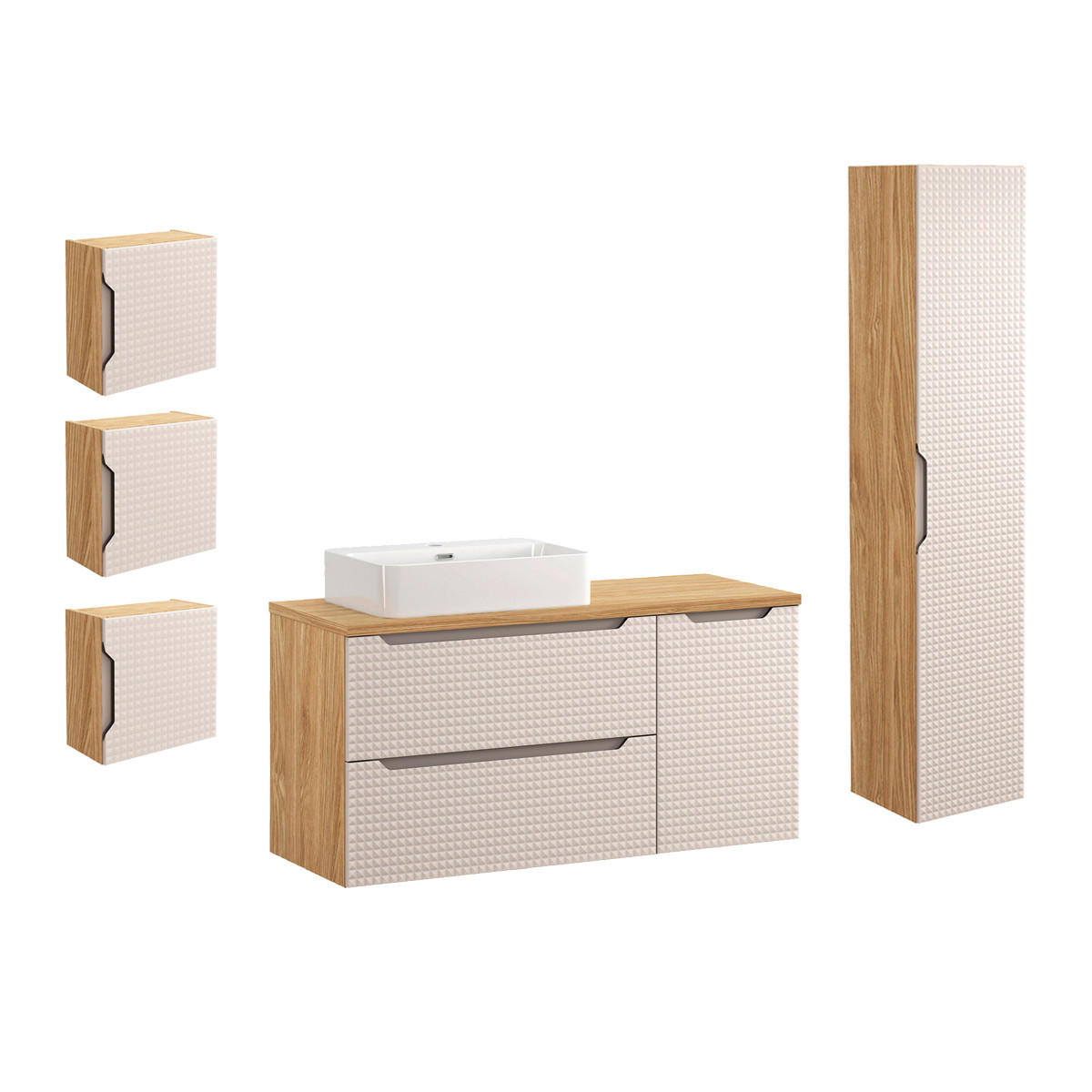 Petits-meubles KOUPELNOVÝ NÁBYTEK 120cm Mallory 2er-Set Béžová a dřevo
