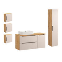 KOPALNIŠKO POHIŠTVO 120cm Mallory 2-delni komplet Bež in les - rjava, leseni material (120/59.5/46cm) - Petits-meubles