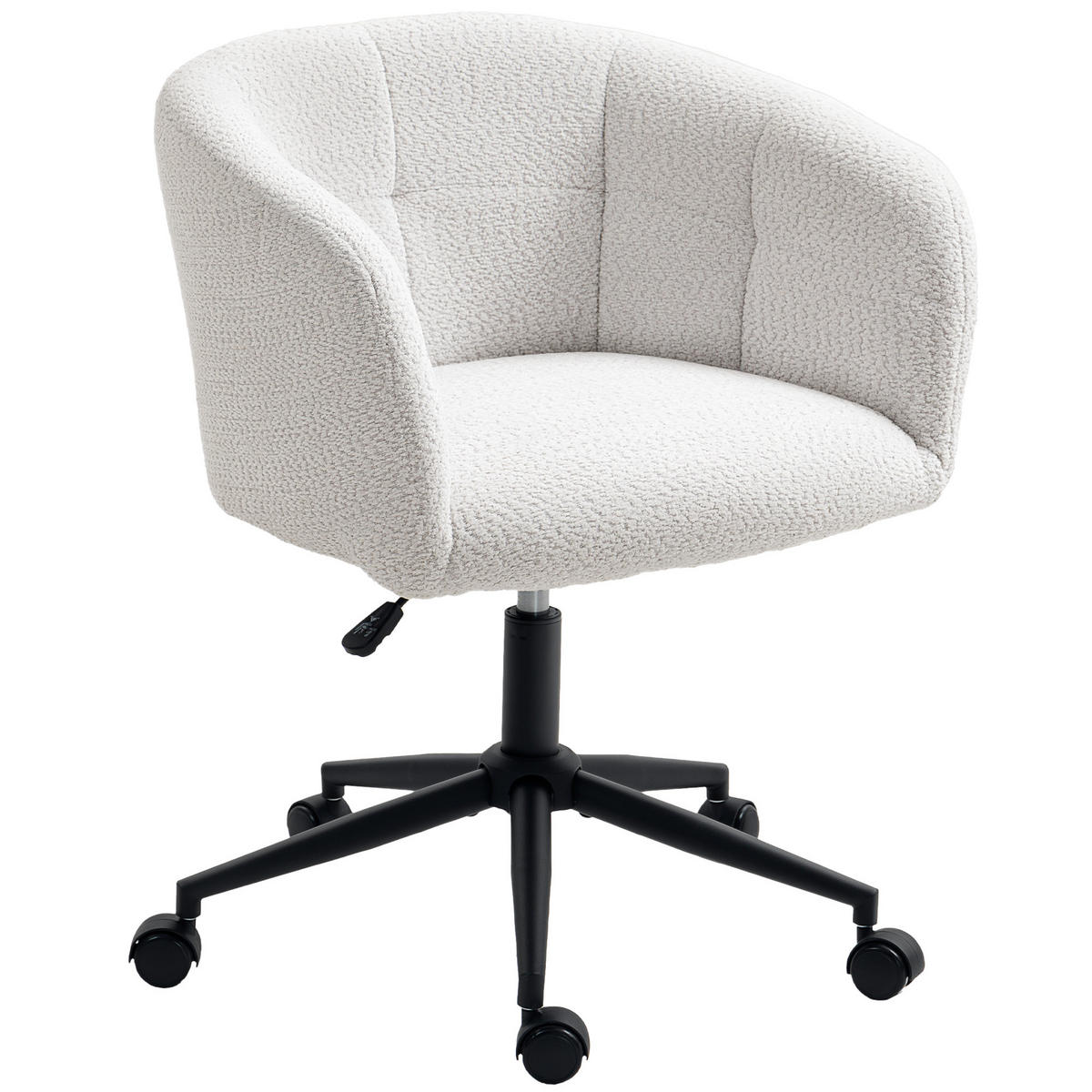 BÜROSTUHL DE-05192 Plüschbezug, Wannen-Design & rollbar Creme/Schwarz - Creme, Metall (59/85/65cm) - ComfortXL