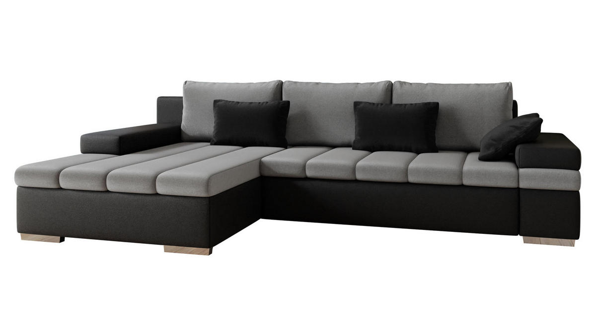 ECKSOFA Bangkok, Seite: Links - Silberfarben/Grau, Holz/Textil (310/175cm) - MIRJAN24