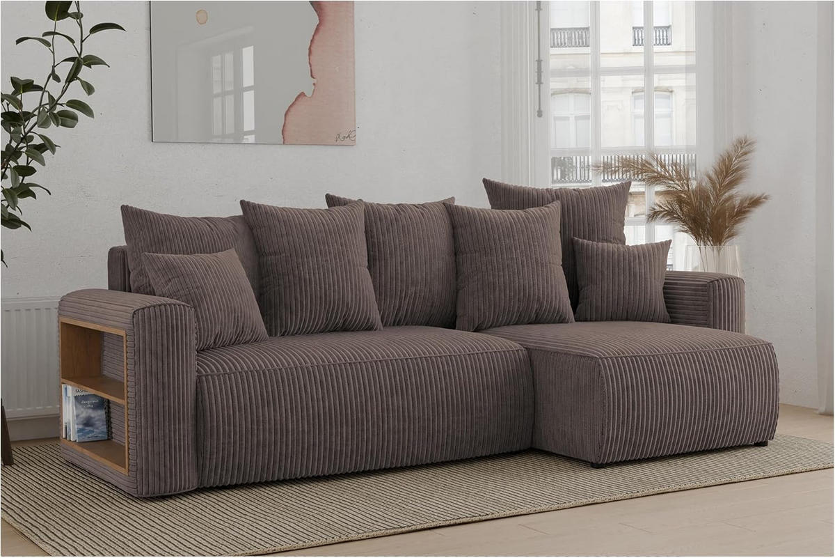 ECKSOFA SOLARIS L - Blau/Braun, Holzwerkstoff (238/142cm) - Meblini