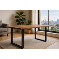 ESSTISCH LAURINA - Beige/Schwarz, Holz/Metall (100/220/77cm) - SAM