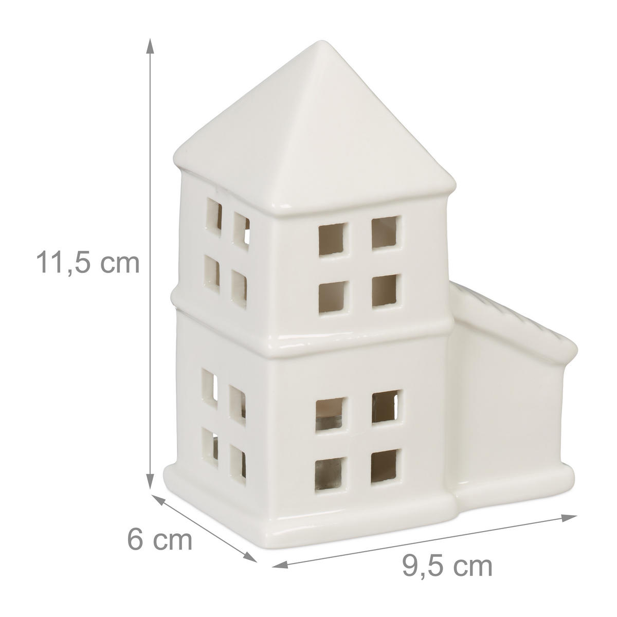 TEELICHTHAUS - Weiß, Keramik (11.5cm) - Relaxdays