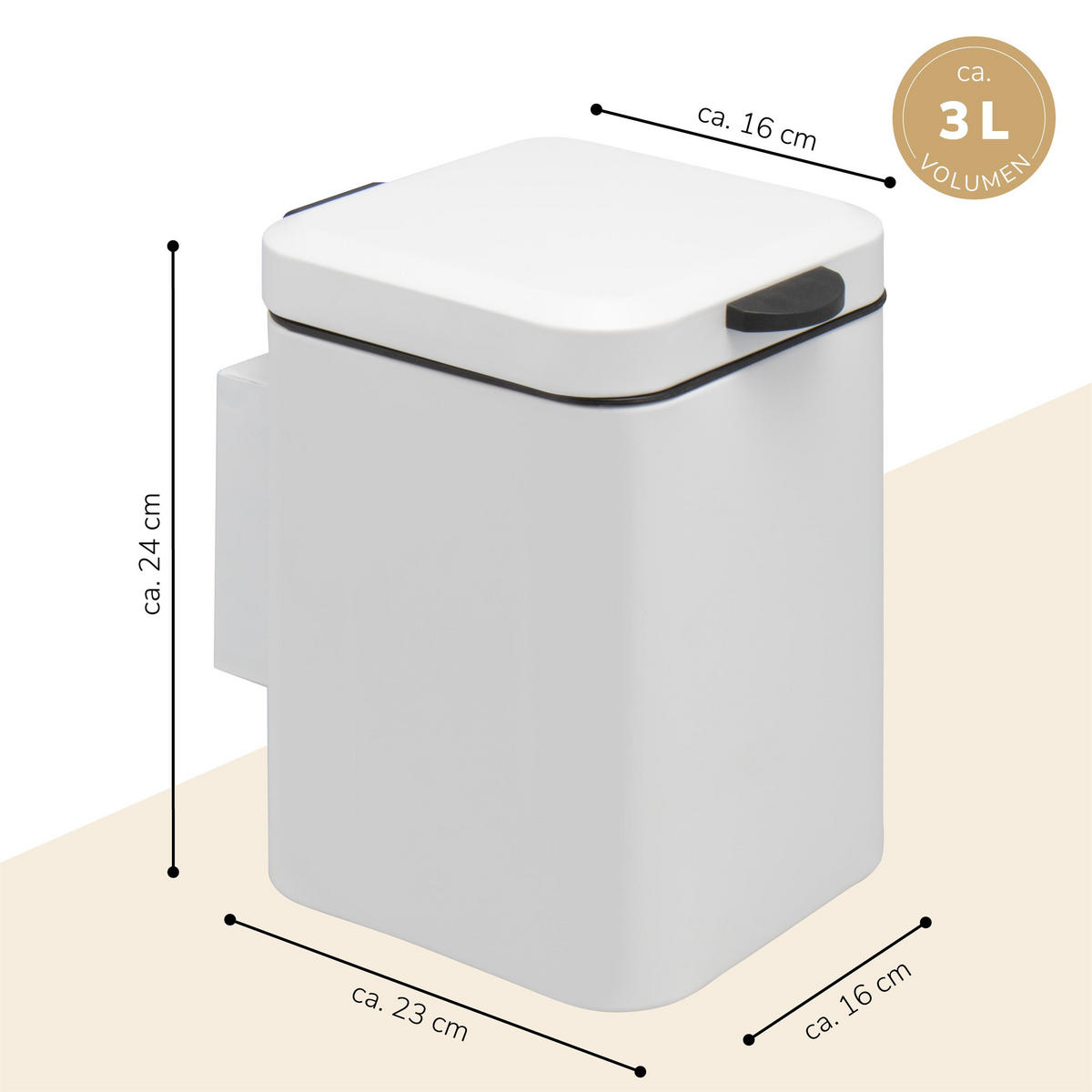 WAND-KOSMETIKEIMER 3 Liter, weiß - Weiß, Metall (16/24/23cm) - bremermann