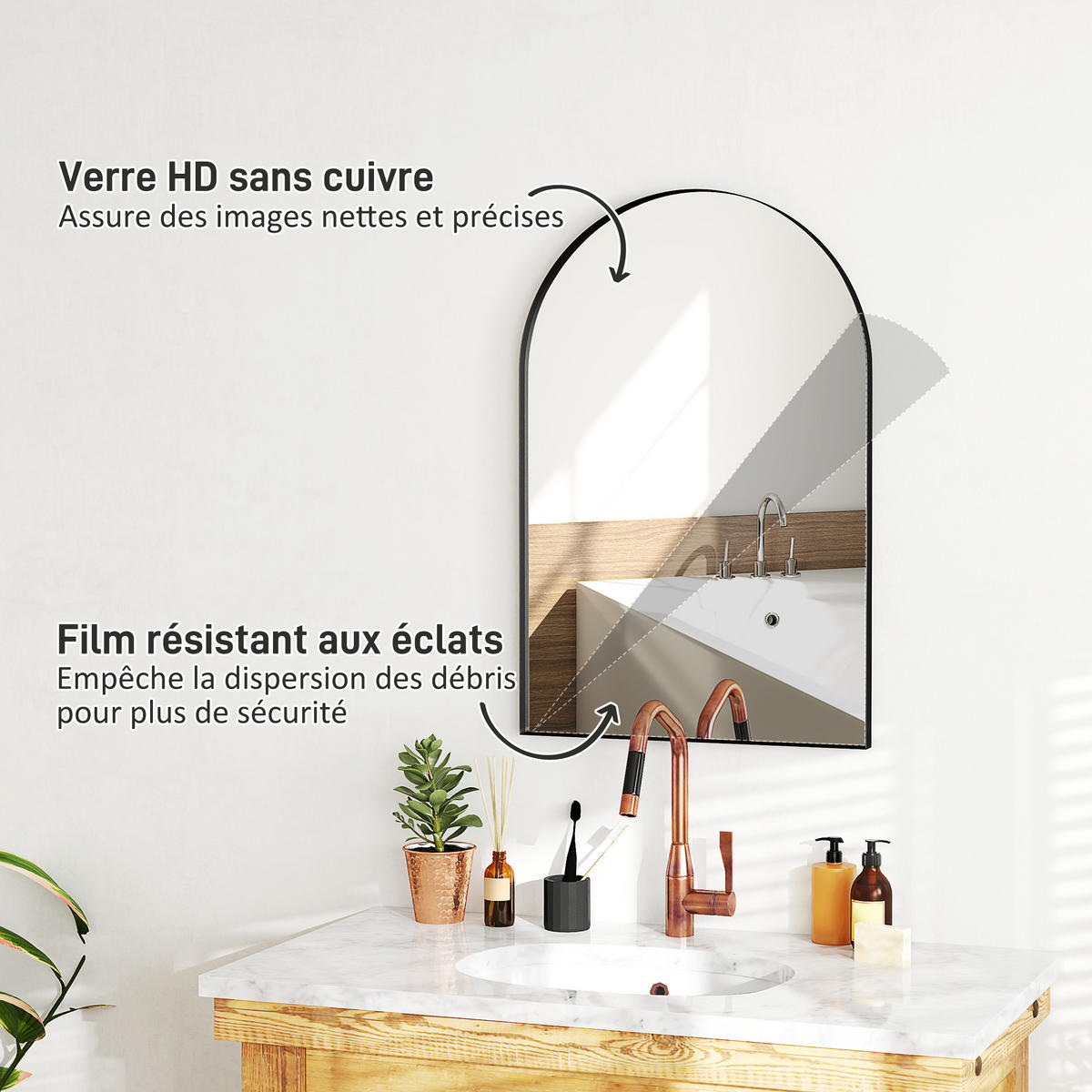 WANDSPIEGEL Schwarz 60/3/90 cm - Schwarz, Glas (60/90/3cm) - PANGIVO