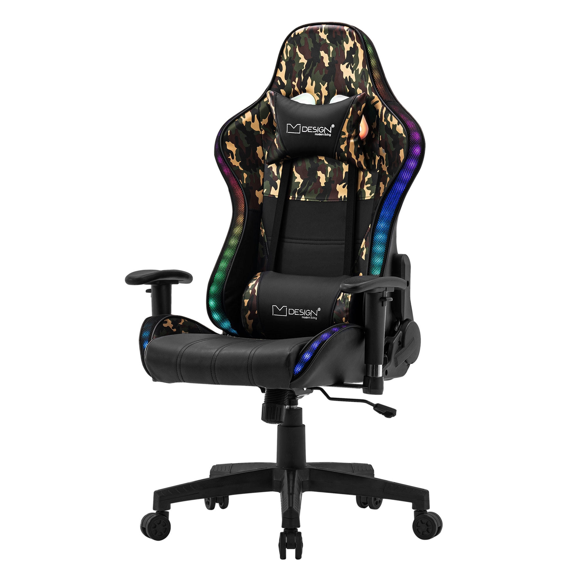 GAMING-STUHL Schwarz-Militär-Camouflage - Dunkelgrün, Metall (72/133/72cm) - ML-DESIGN