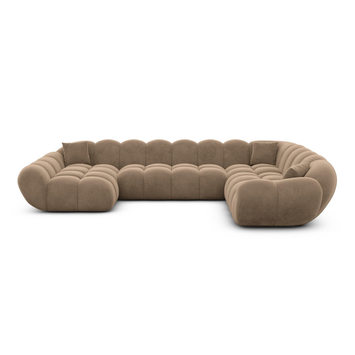 WOHNLANDSCHAFT Liva Braun Samtstoff U-Form XXL Links - Braun, Textil (323/70/258cm) - VAROYAL